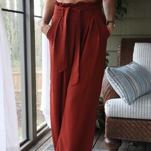 Women's Rust Paperbag Waist Pants